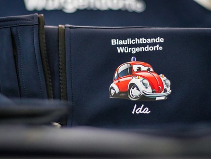 Bedruckte Softshelljacke mit Logo f&uuml;r die Jugendfeuerwehr W&uuml;rgendorf (Blaulichtbande)