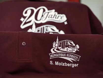 Bestickte und bedruckte Poloshirts zum 20-j&auml;hrigen Jubil&auml;um des B&uuml;rgerbusvereins Burbach